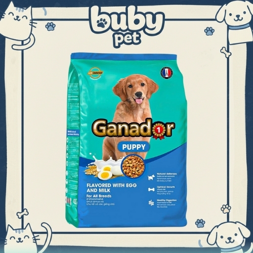 Thức ăn cho chó con Ganador vị trứng và sữa – hỗ trợ phát triển xương và trí não