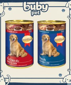 Pate Smartheart cho chó lớn lon 400g – vị bò & gan, gà & gan